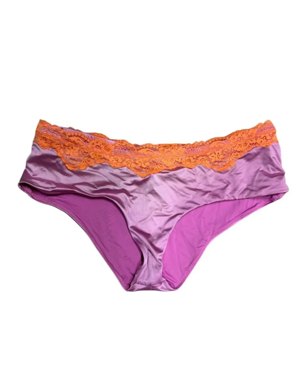 SKIMS Lace Trim Bikini Bottoms Pink Orange Size M VGUC